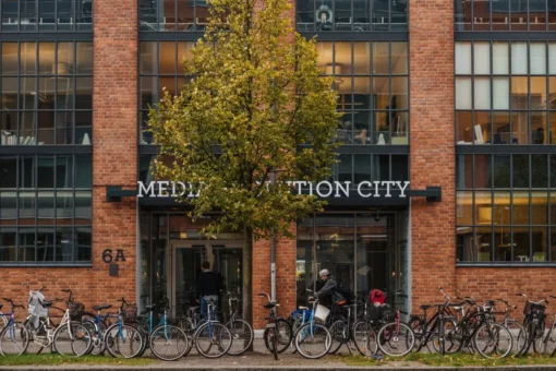 Entrance to Telavox headquarters at Media Evolutions City in Malmö